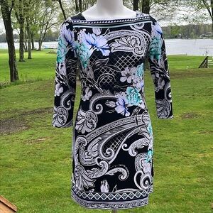 White House Black Market paisley sheath stretch mini dress S